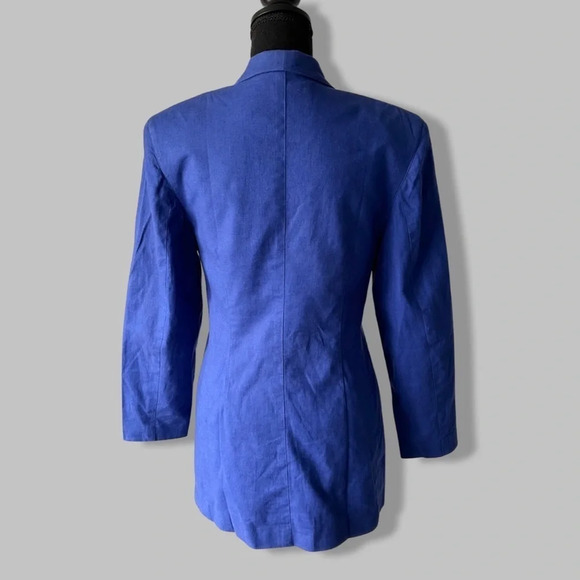 Vintage 81st & Park Linen Blend Blazer in Royal Blue - Picture 3 of 12